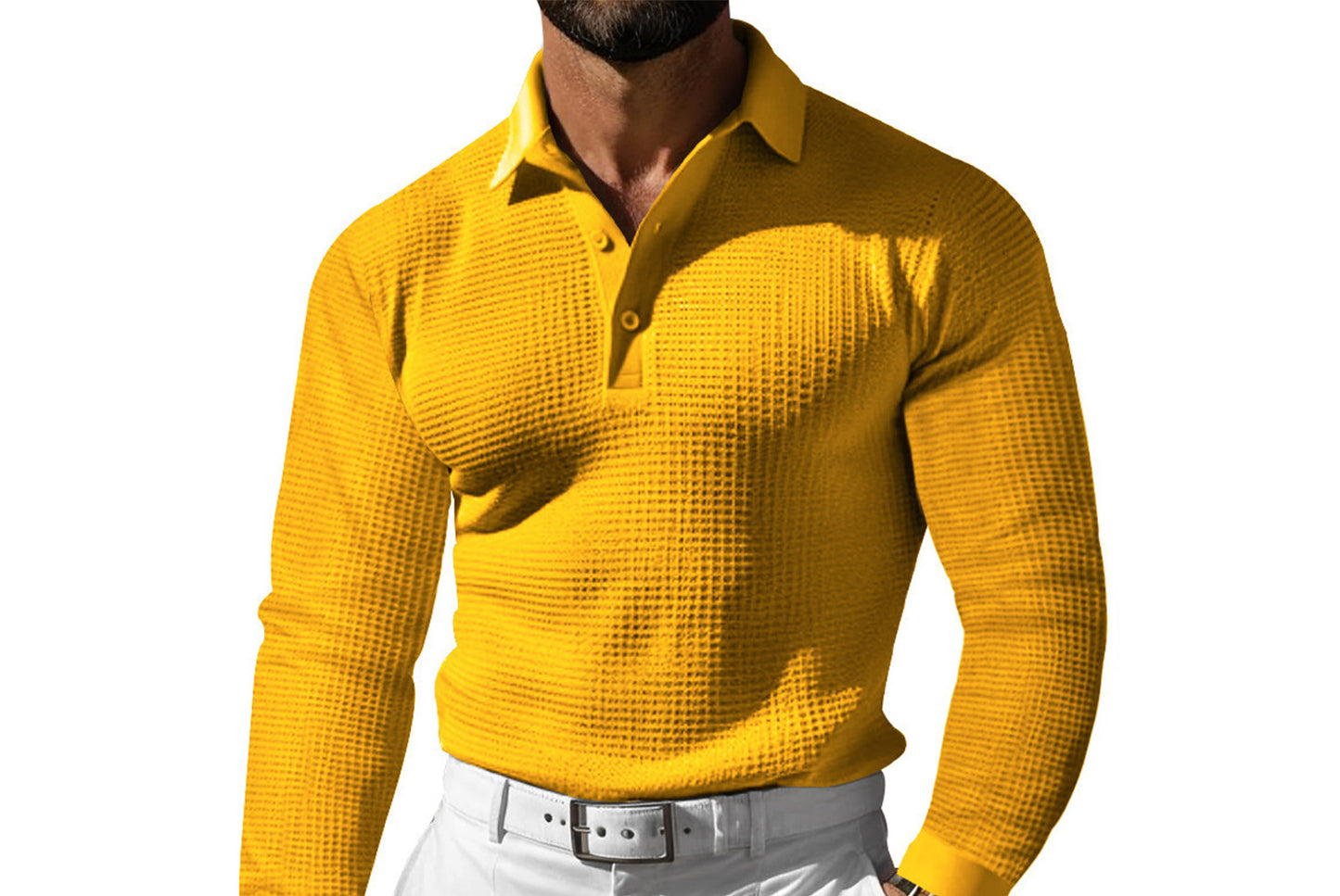 Men's Waffle Knit Polo Shirt