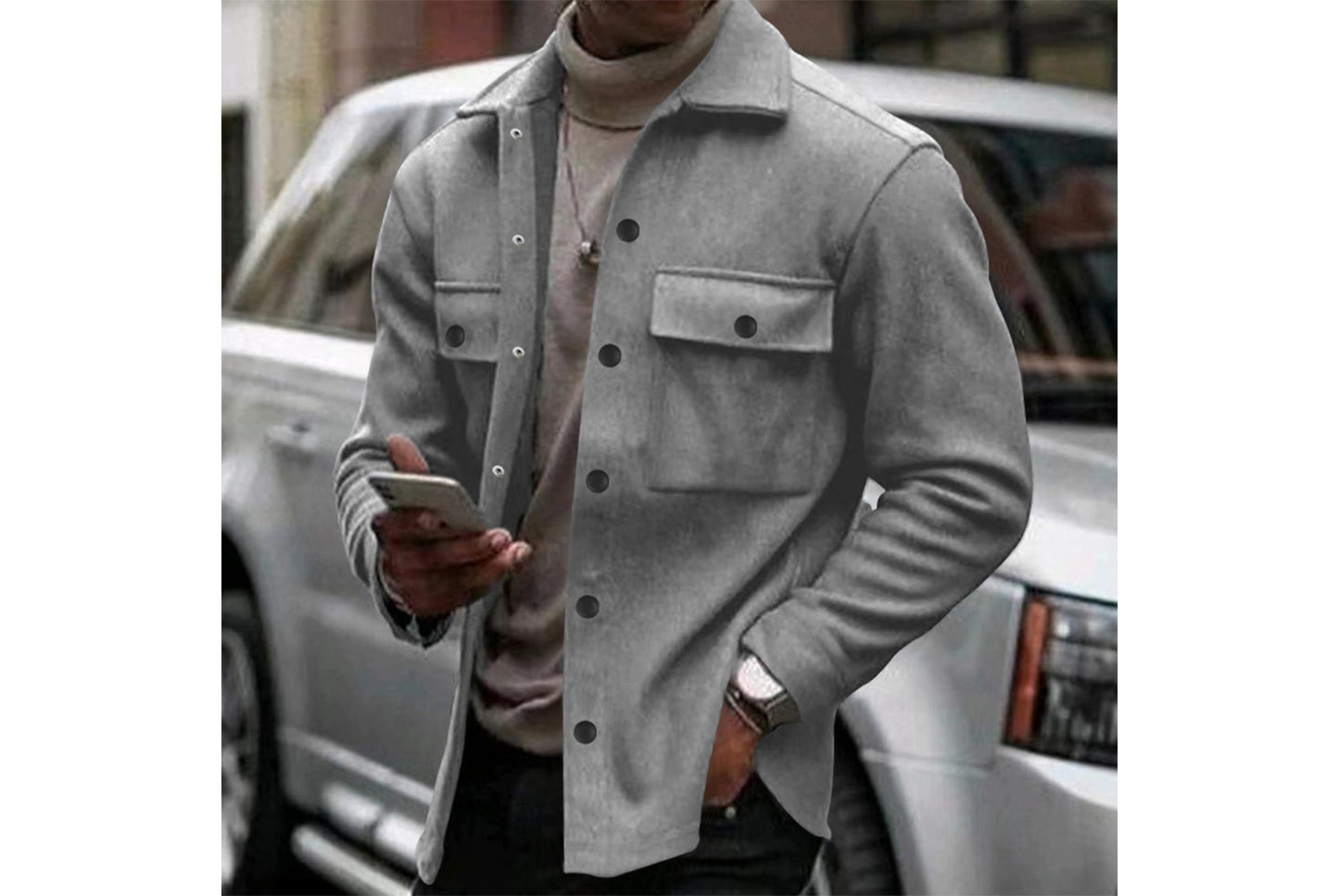 Men's Fleece-Lined Lapel Jacket