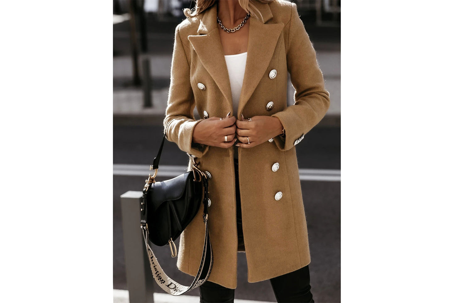Double-Breasted Wool Coat with Suit Collar