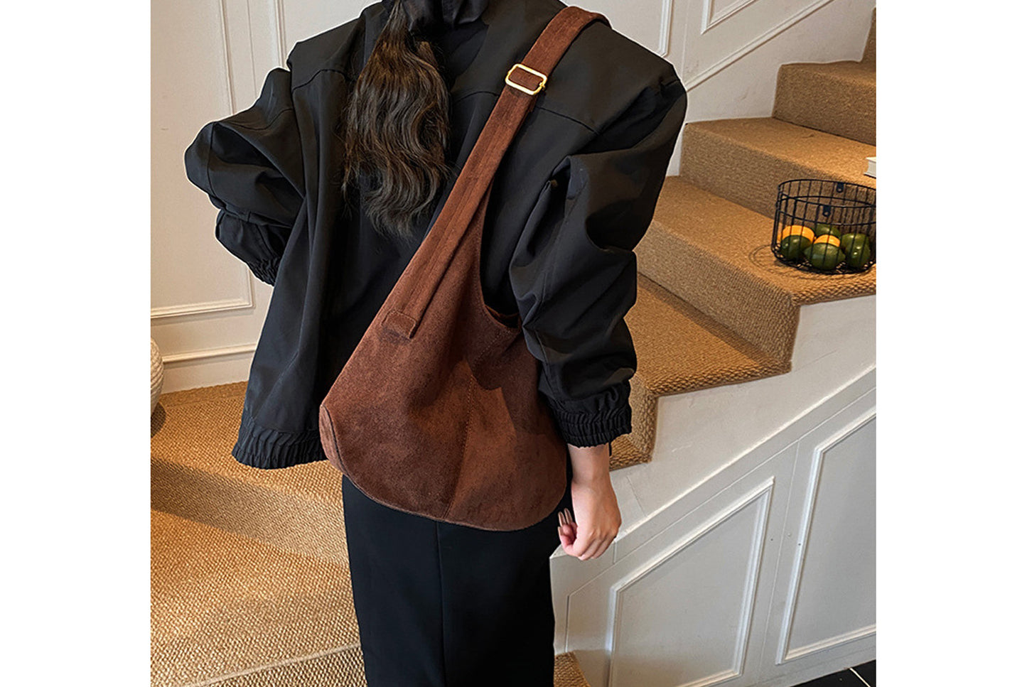Retro Suede Bucket Bag