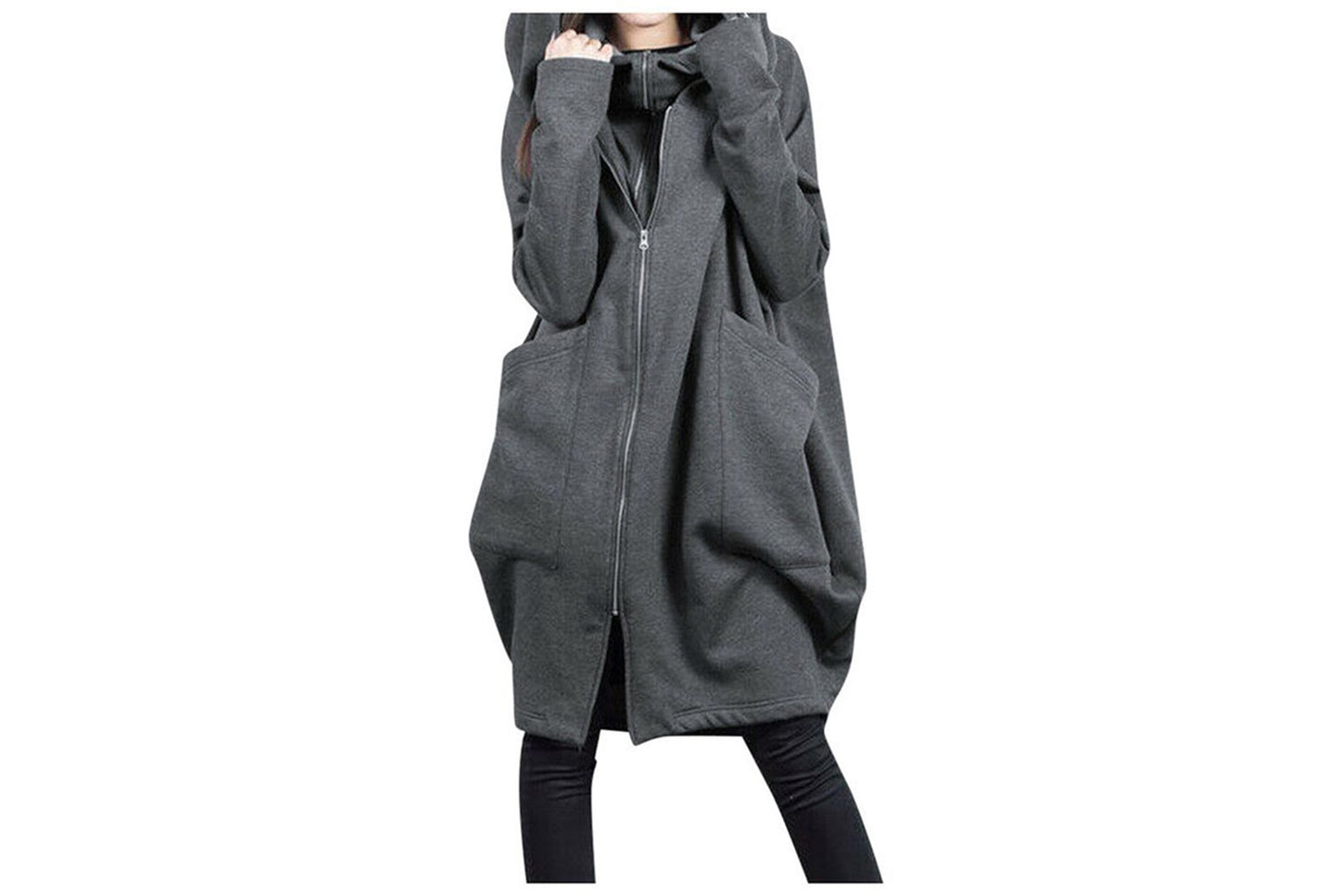 Hooded Layered Sweatshirt with Zip-Up Design
