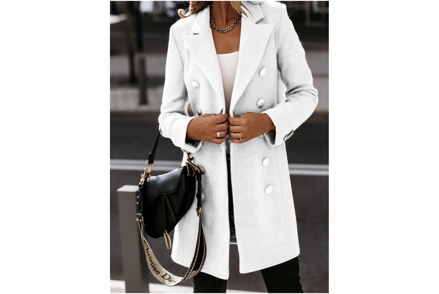 Double-Breasted Wool Coat with Suit Collar