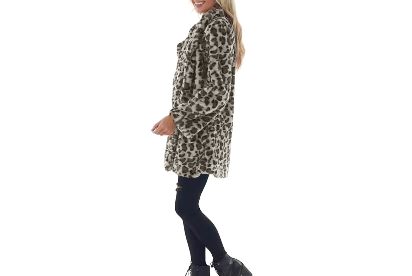 Autumn/Winter Leopard Print Faux Fur Women's Coat