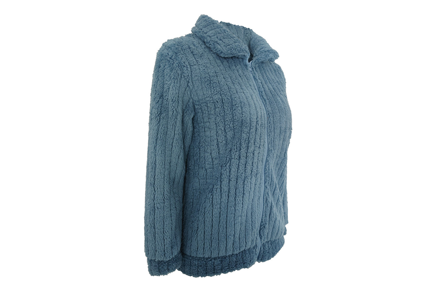 **Women's Fleece Cardigan Coat, Short Collared Warm Top**