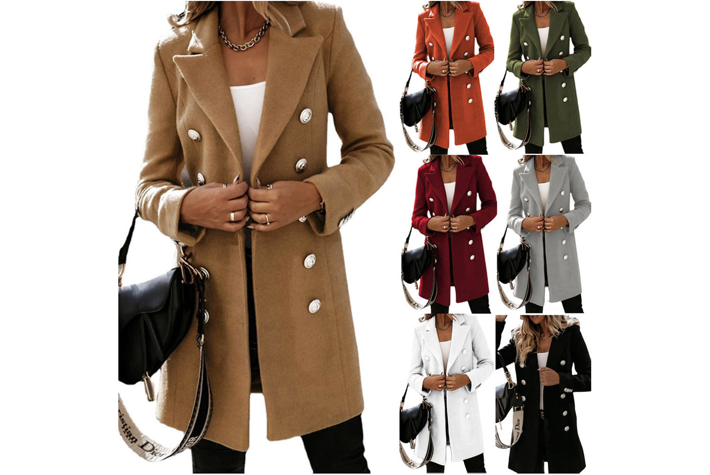Double-Breasted Wool Coat with Suit Collar