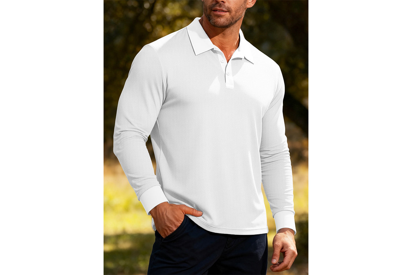 Men's Waffle Knit Polo Shirt