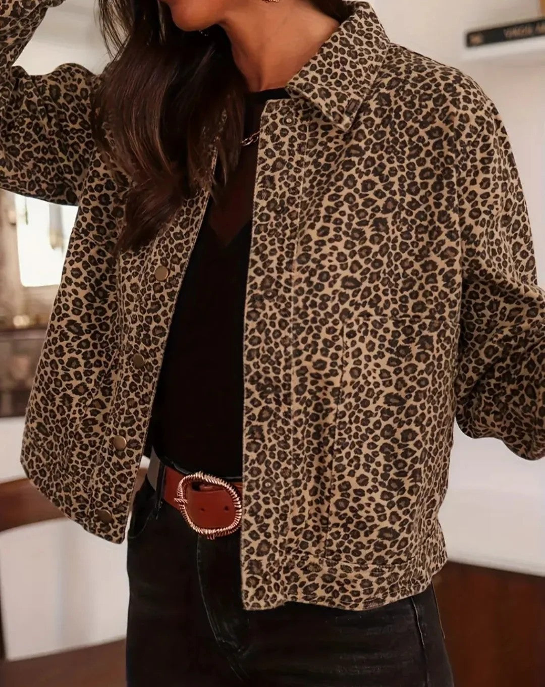 Autumn and Winter Leopard Print Button Jacket