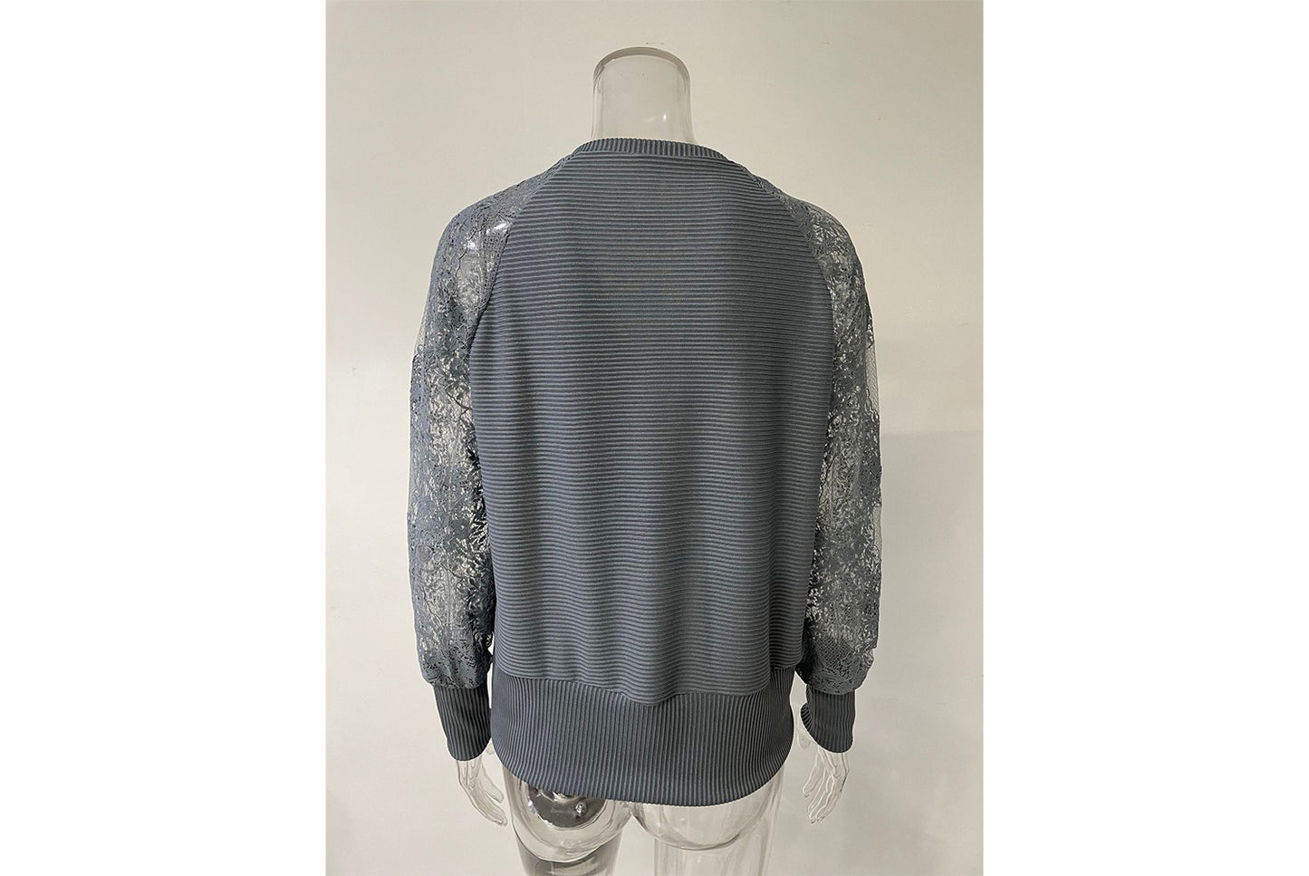 **Women's V-Neck Lace Knit Top, Loose and Casual**
