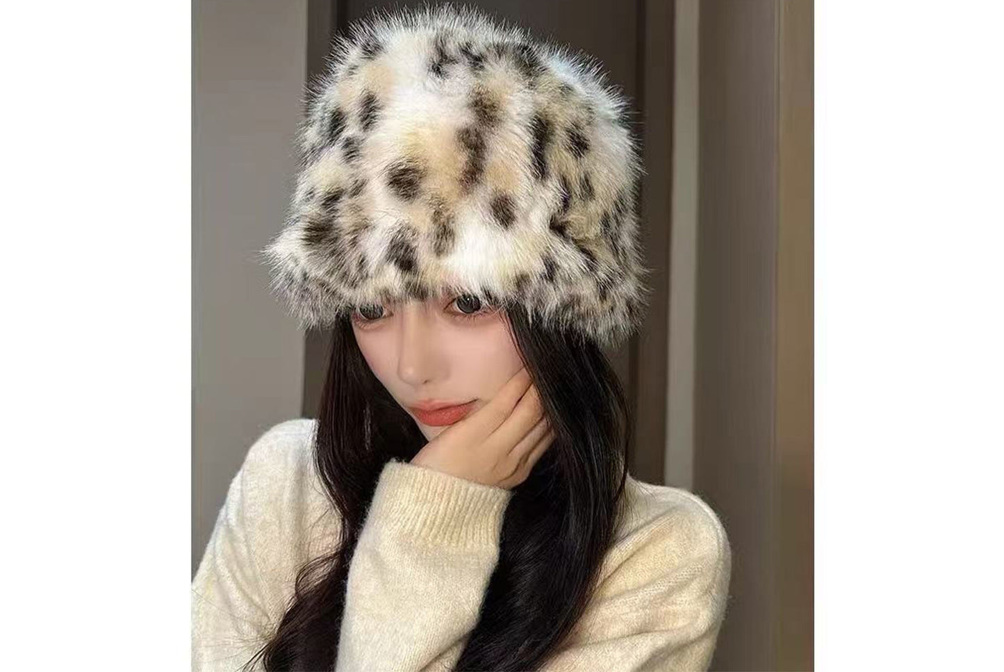 Leopard Print Plush Earflap Hat