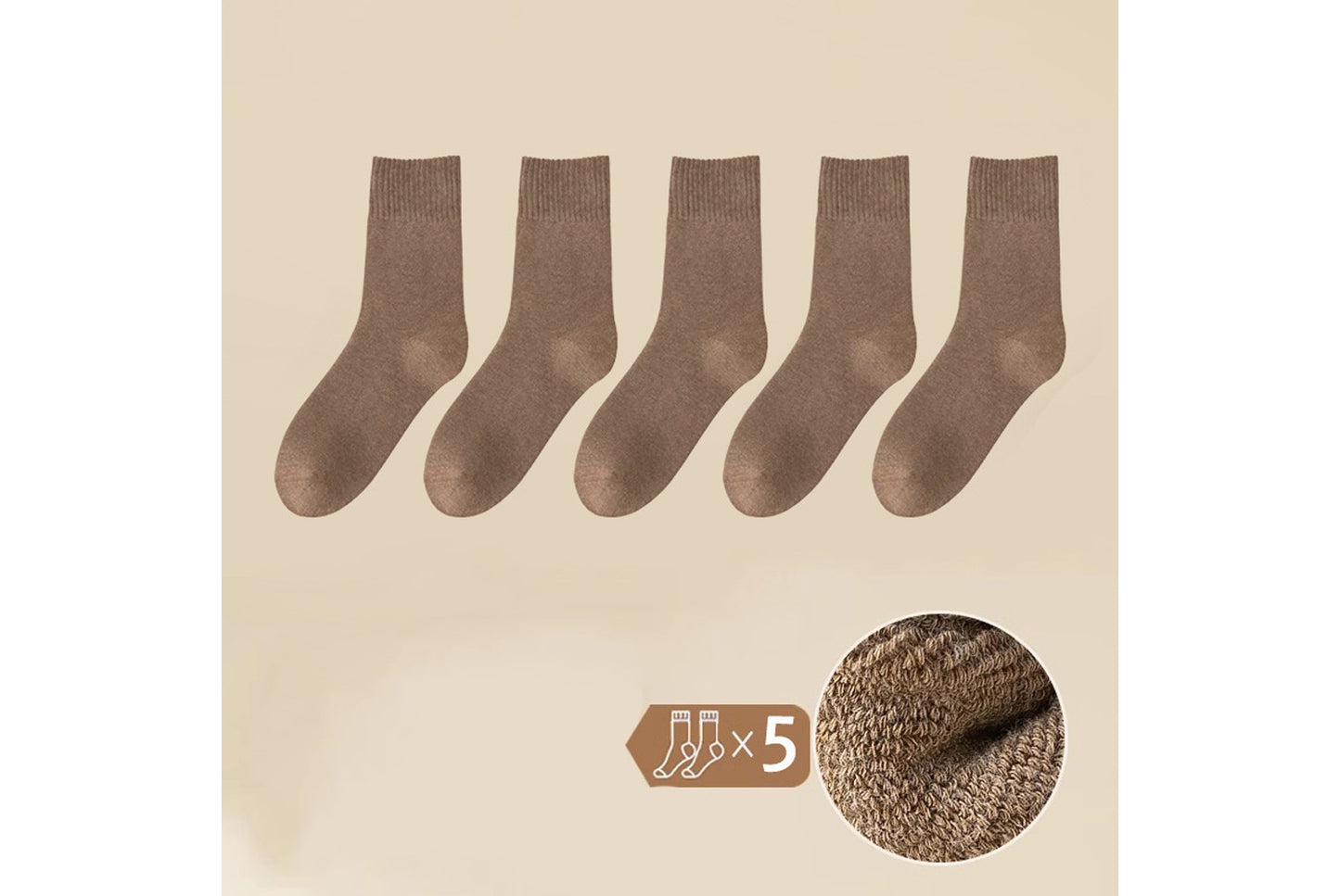 Thickened Fleece-Lined Warm and Heat-Generating Cotton Socks | 5-Pair Pack