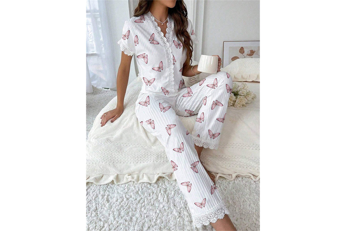 Ladies' Cherry Print Home Wear  Set