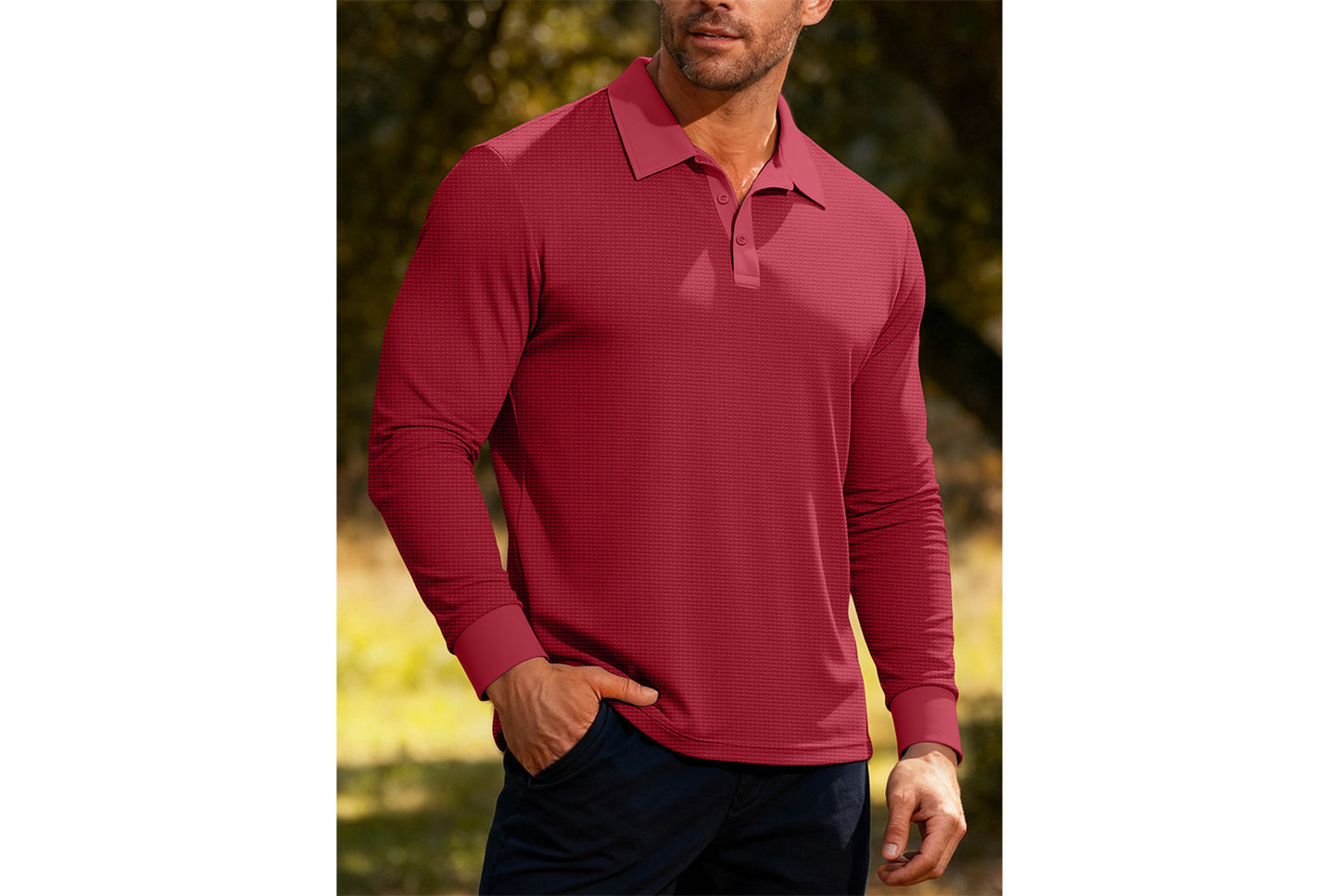 Men's Waffle Knit Polo Shirt