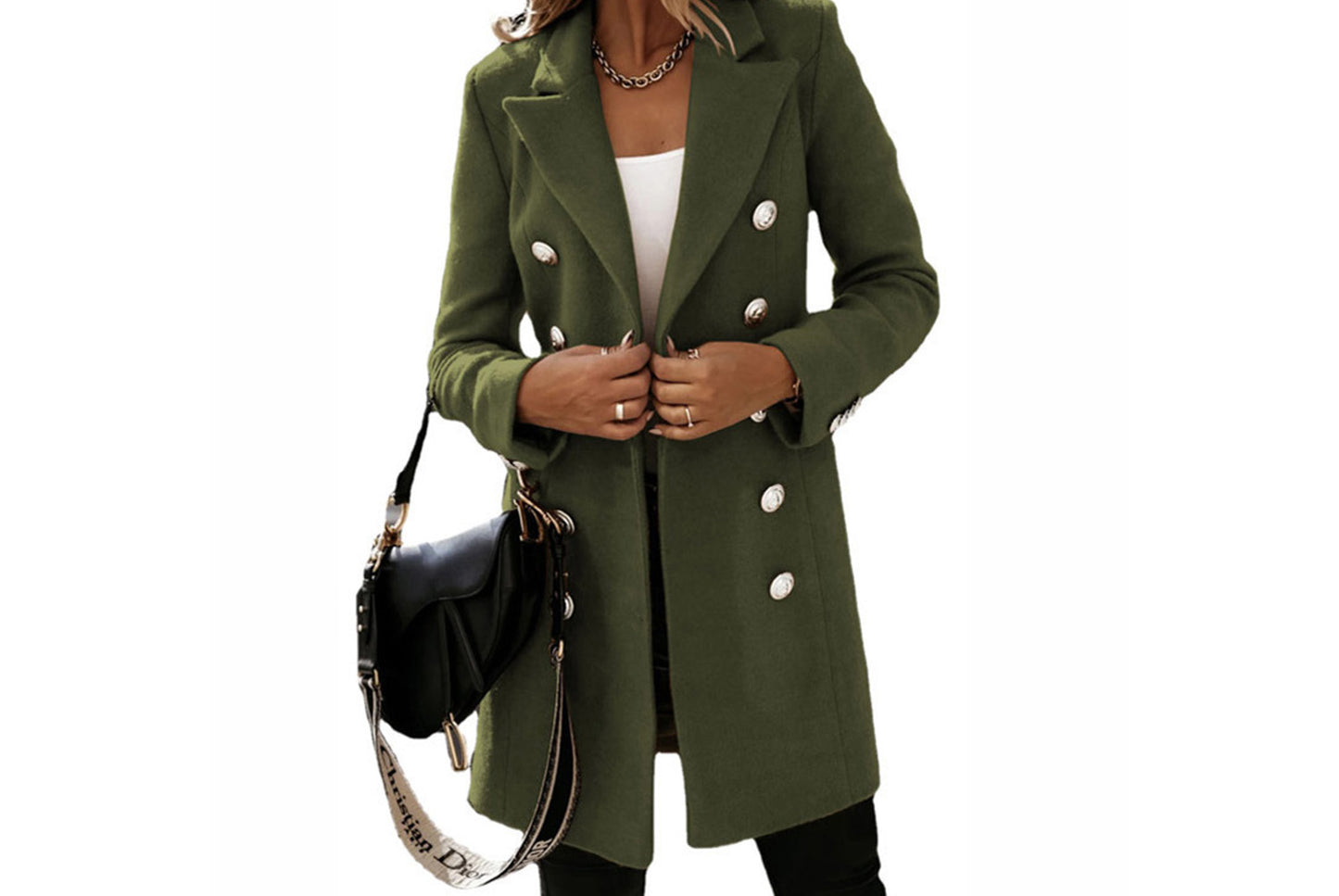Double-Breasted Wool Coat with Suit Collar