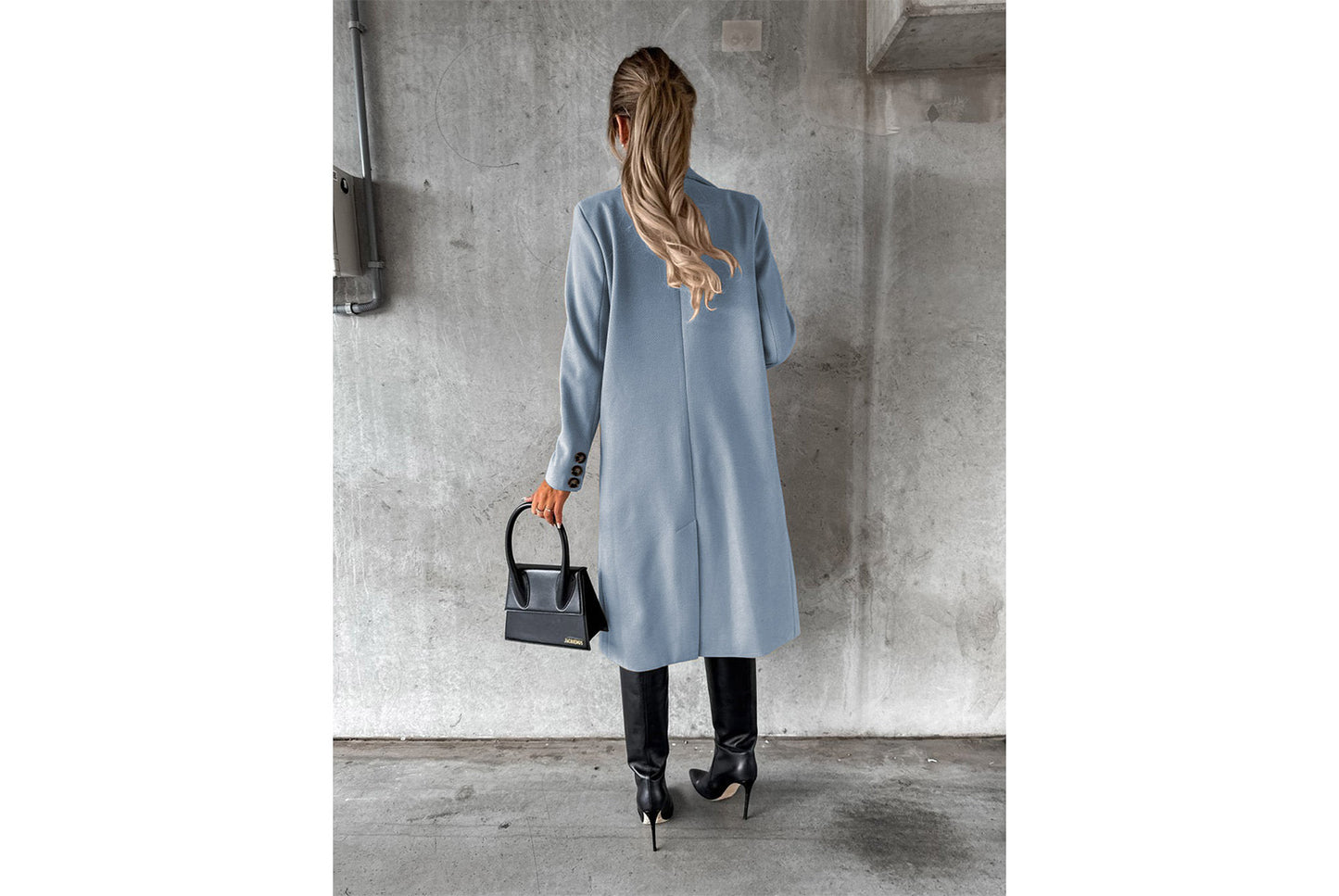 Women's Long-Sleeved Double-Breasted Slim-Fit Coat with Lapel