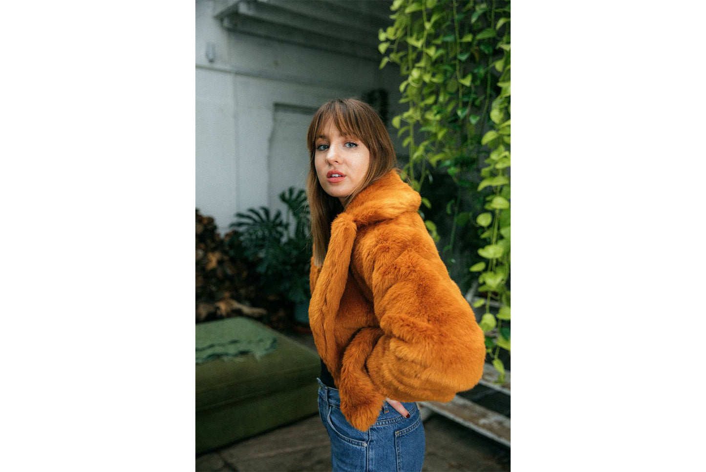 Long Fashionable Faux Fur Coat