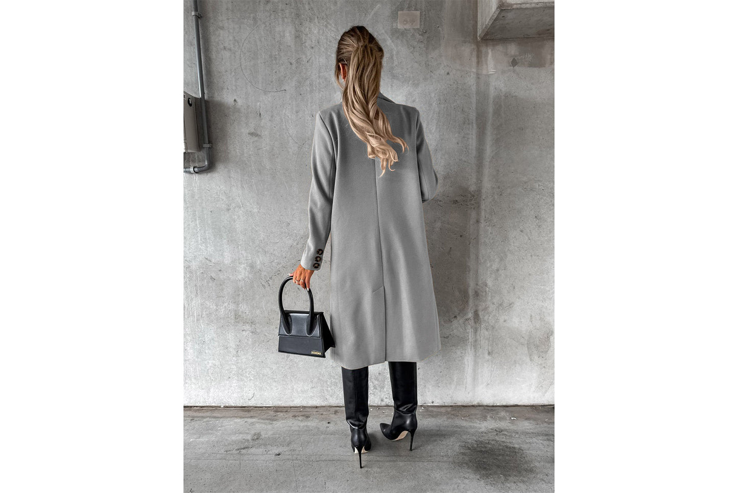 Women's Long-Sleeved Double-Breasted Slim-Fit Coat with Lapel