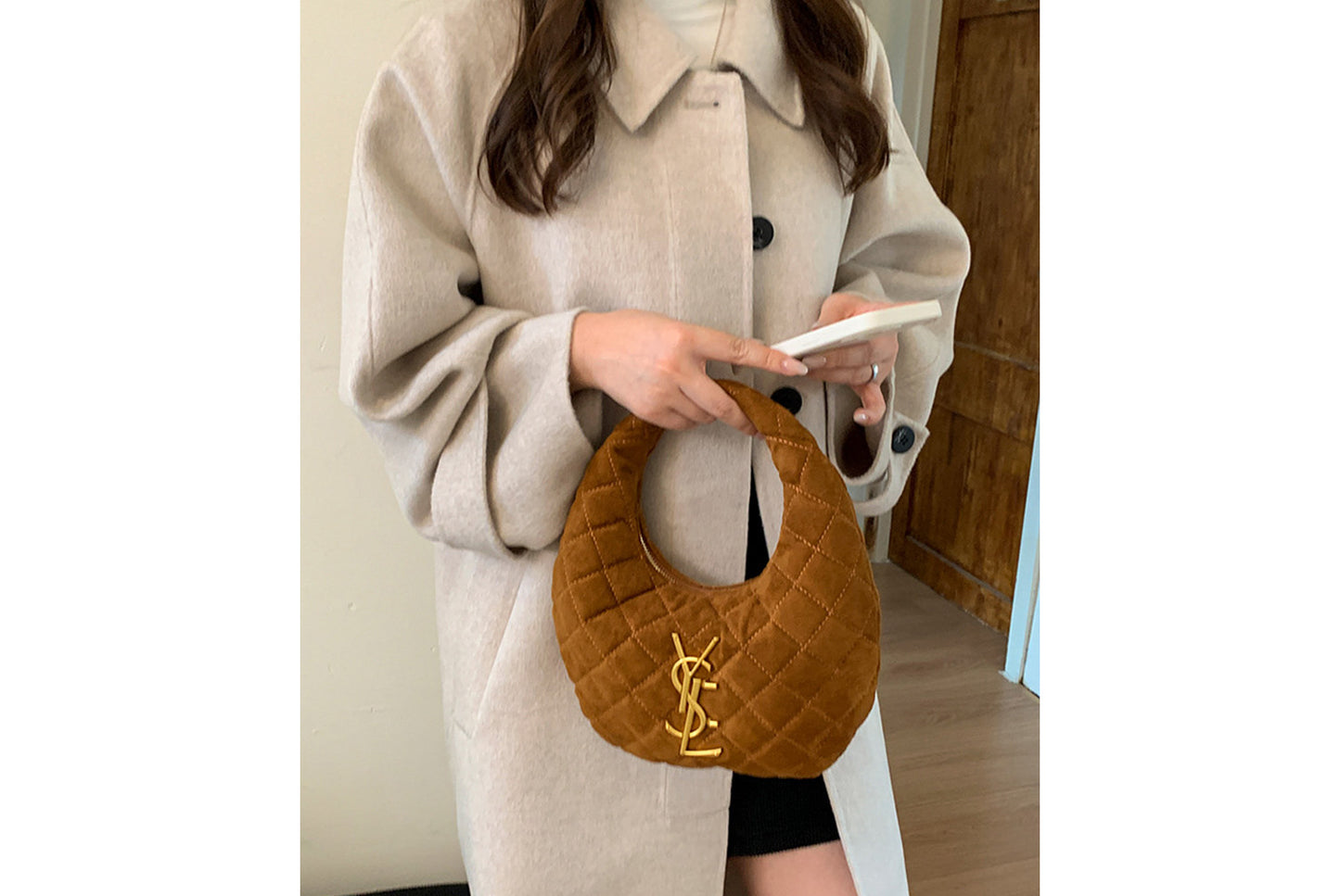 Retro Suede Crescent Bag