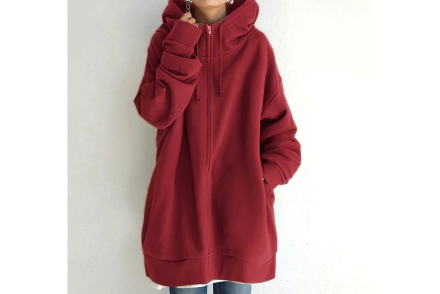 Stylish Streetwear Zippered Hooded Fleece-Lined Sweatshirt