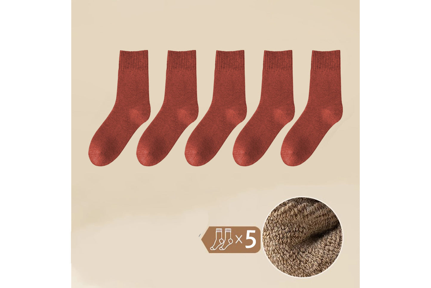 Thickened Fleece-Lined Warm and Heat-Generating Cotton Socks | 5-Pair Pack