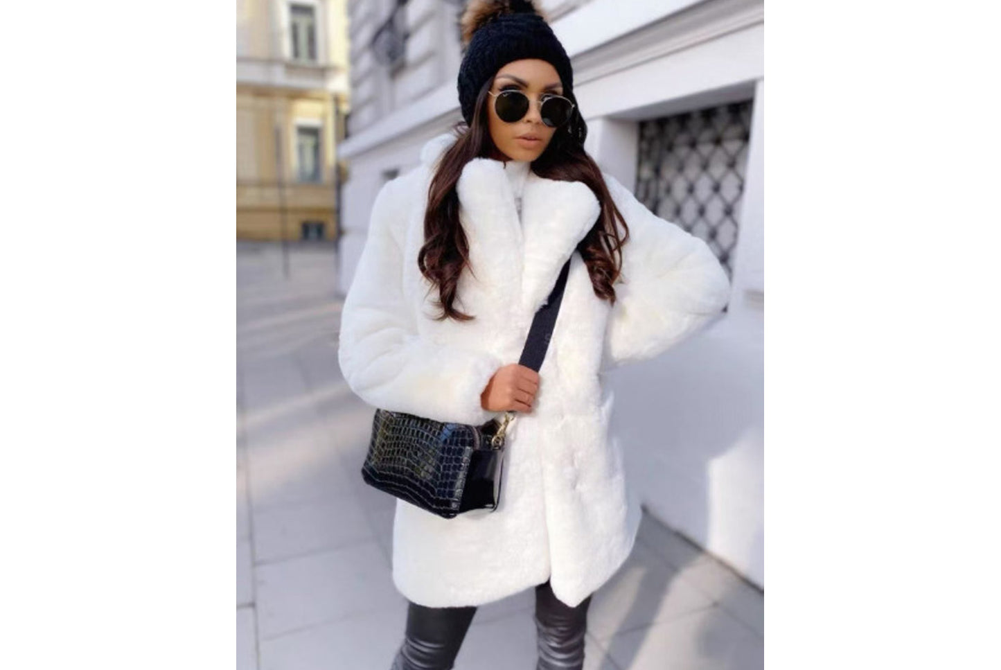 Long Fashionable Faux Fur Coat