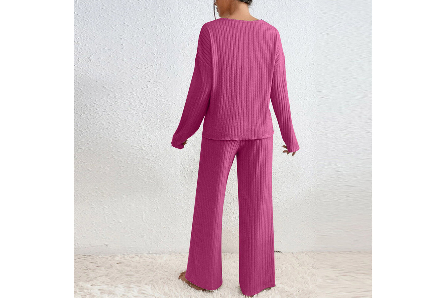 **Women's V-Neck Loose-Fitting Casual Long-Sleeved Set (Home Wear)**