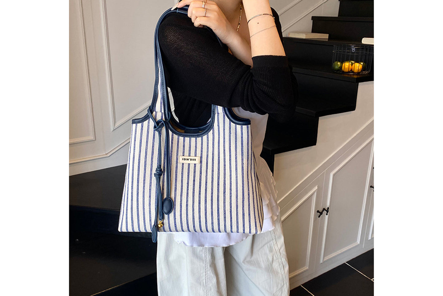Striped Minimalist Handbag/Shoulder Bag