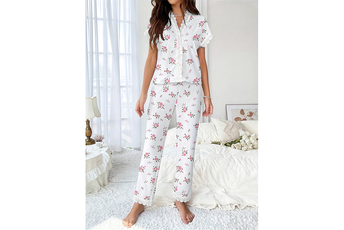 Ladies' Cherry Print Home Wear  Set