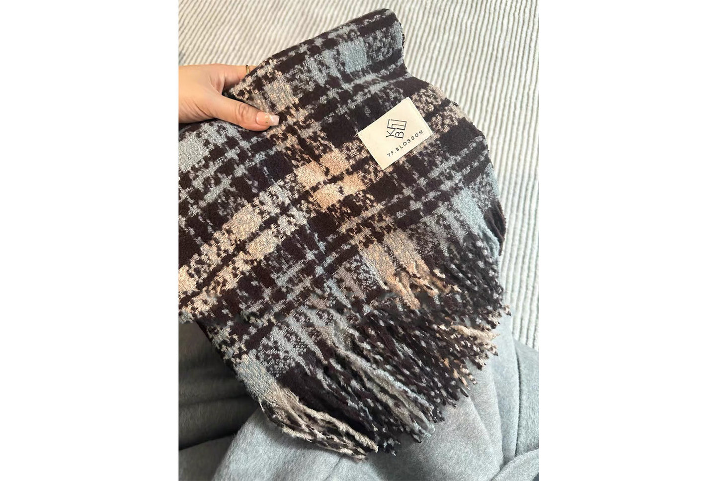 **Red Plaid Scarf for Women, Thick and Versatile Winter Style**