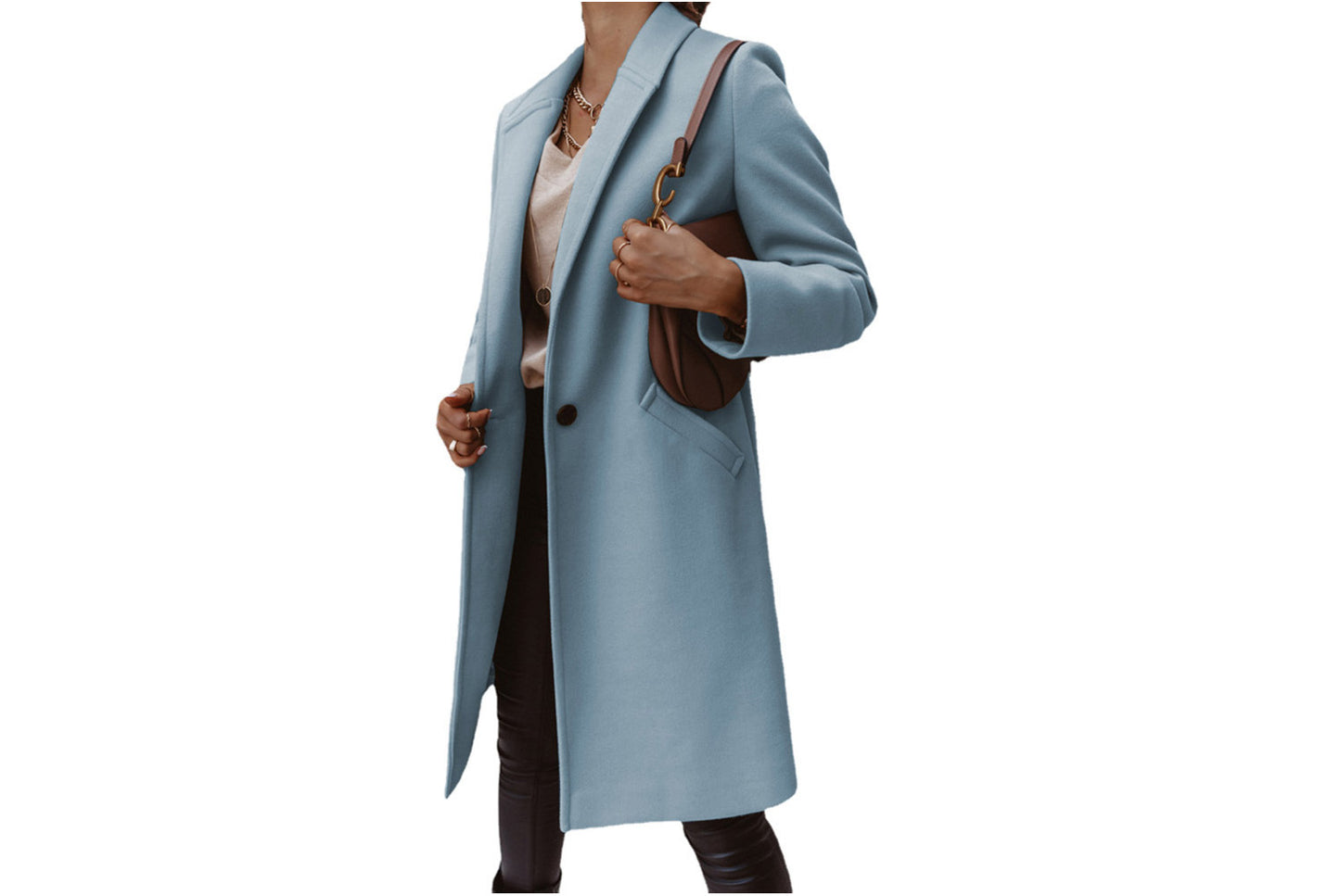 Solid Color Lapel Wool Coat
