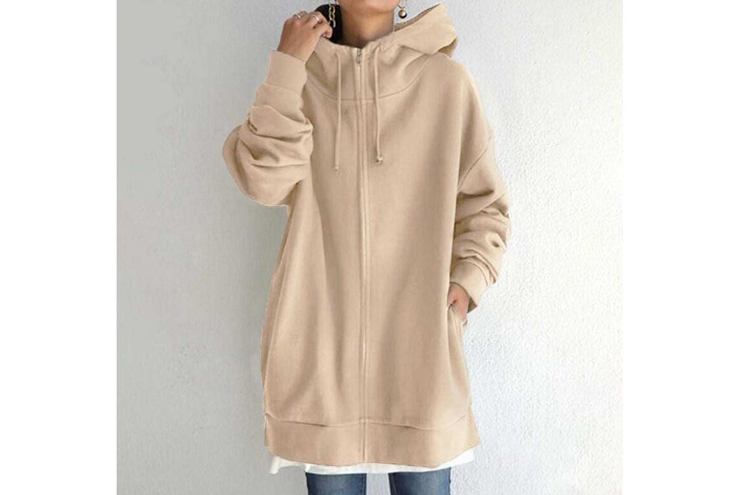 Stylish Streetwear Zippered Hooded Fleece-Lined Sweatshirt