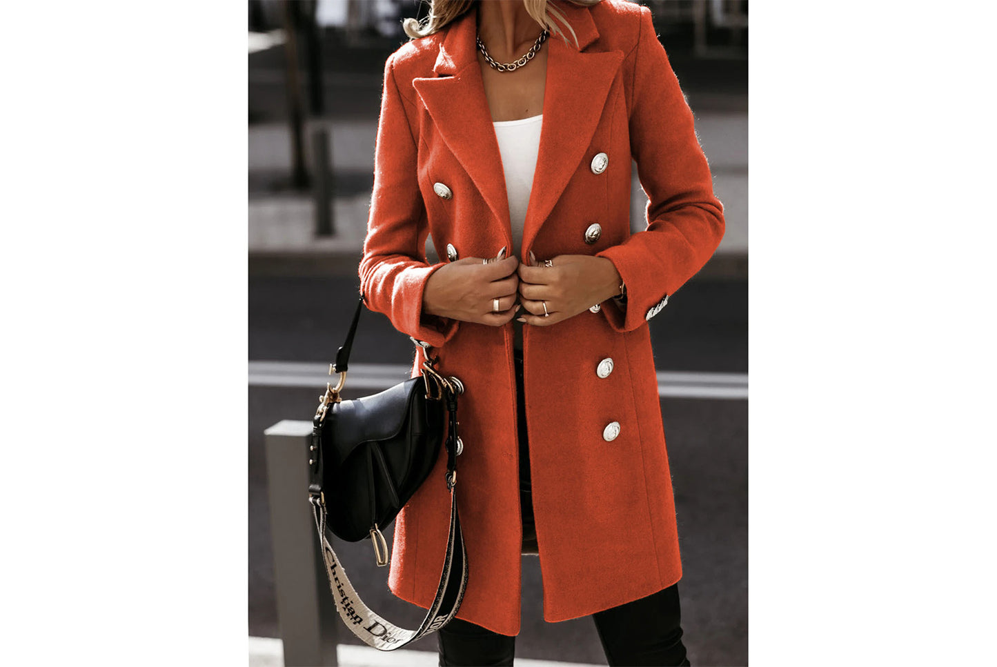 Double-Breasted Wool Coat with Suit Collar
