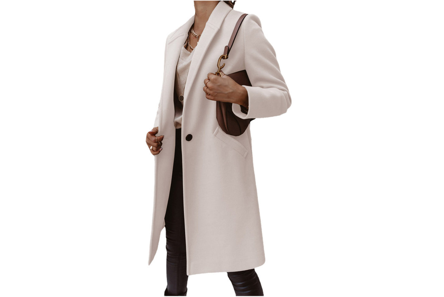 Solid Color Lapel Wool Coat