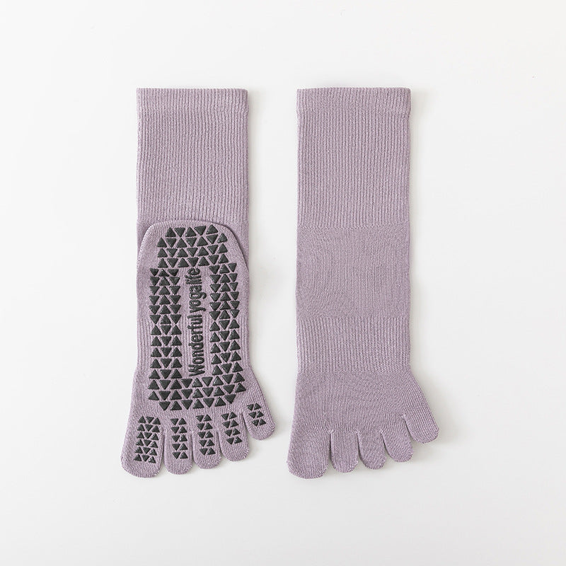 Professional Anti slip Yoga Five Finger Socks Women's Long Tube Pilates Fitness Socks