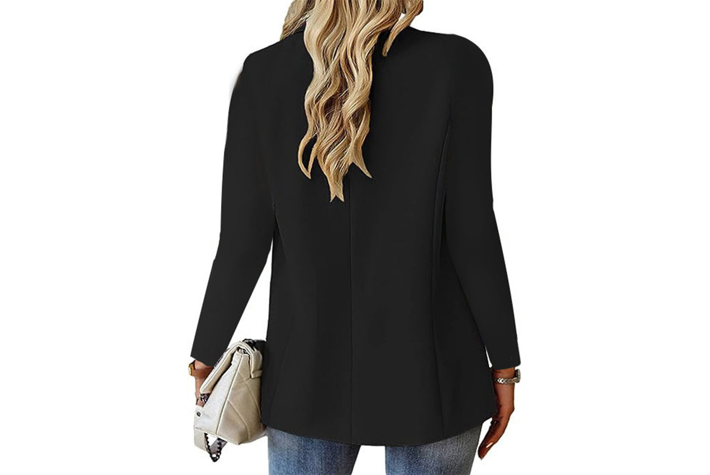 **Women's Long-Sleeved Solid Color Cardigan Blazer**
