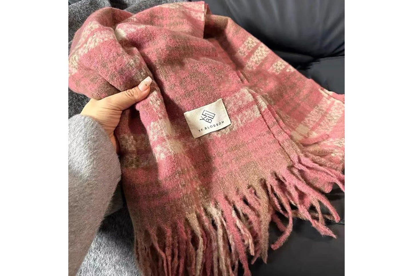 **Red Plaid Scarf for Women, Thick and Versatile Winter Style**