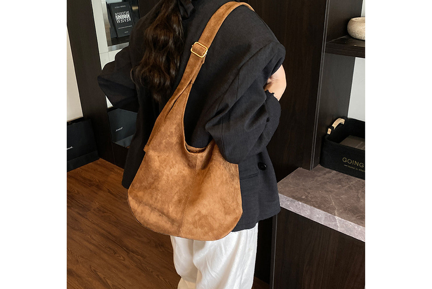 Retro Suede Bucket Bag