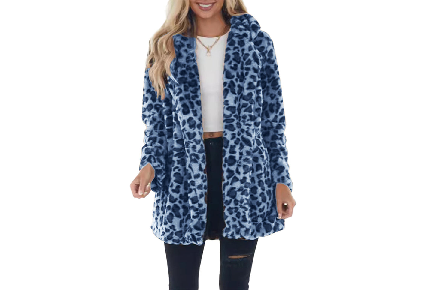 Autumn/Winter Leopard Print Faux Fur Women's Coat