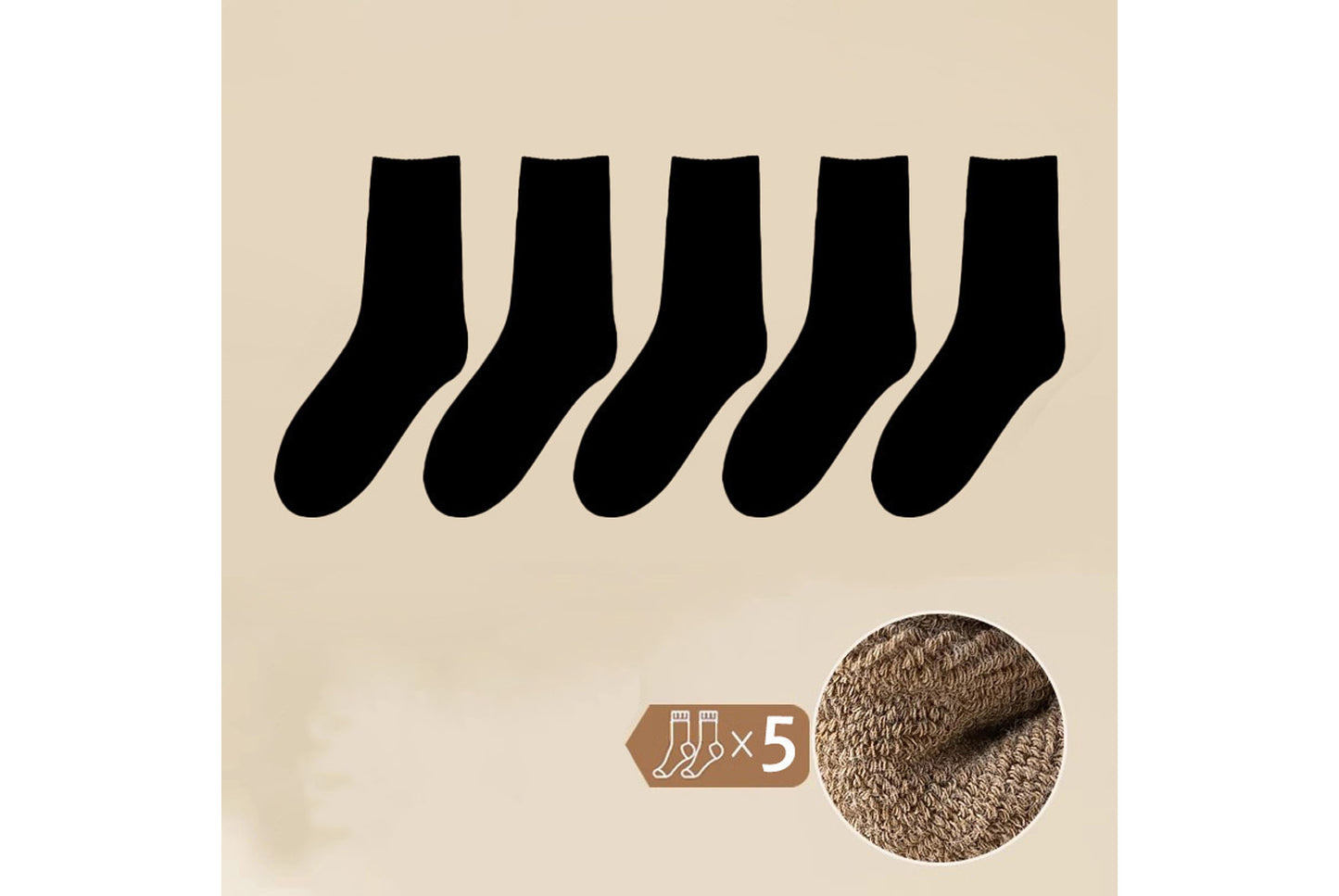 Thickened Fleece-Lined Warm and Heat-Generating Cotton Socks | 5-Pair Pack