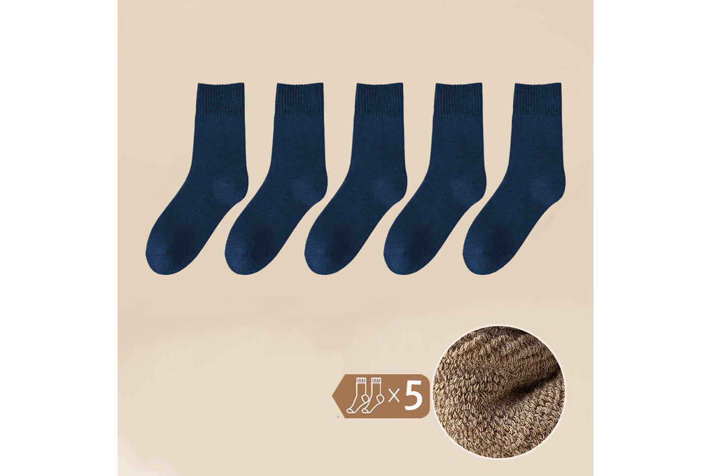 Thickened Fleece-Lined Warm and Heat-Generating Cotton Socks | 5-Pair Pack