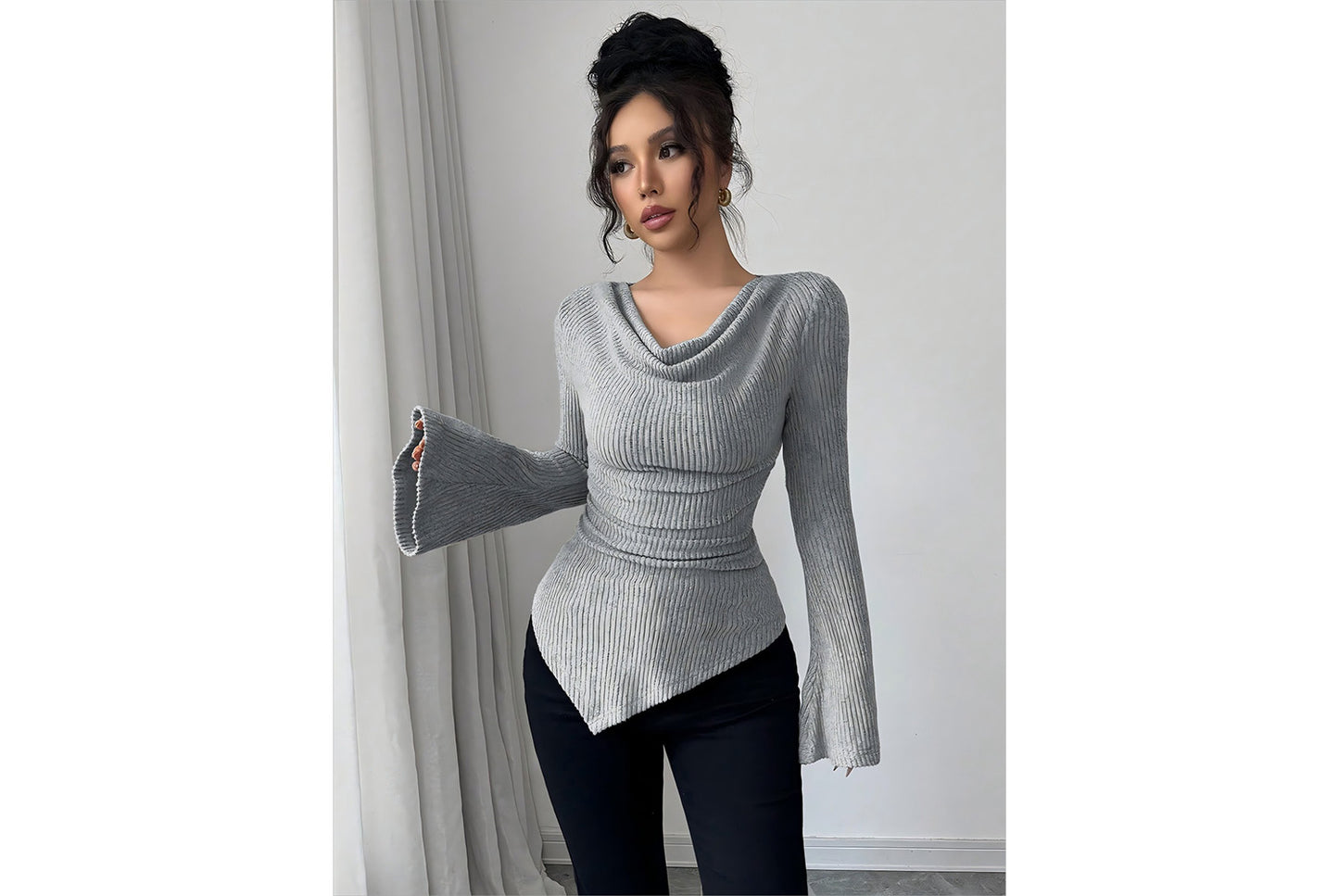 Slim Fit Long-Sleeve Knit Top