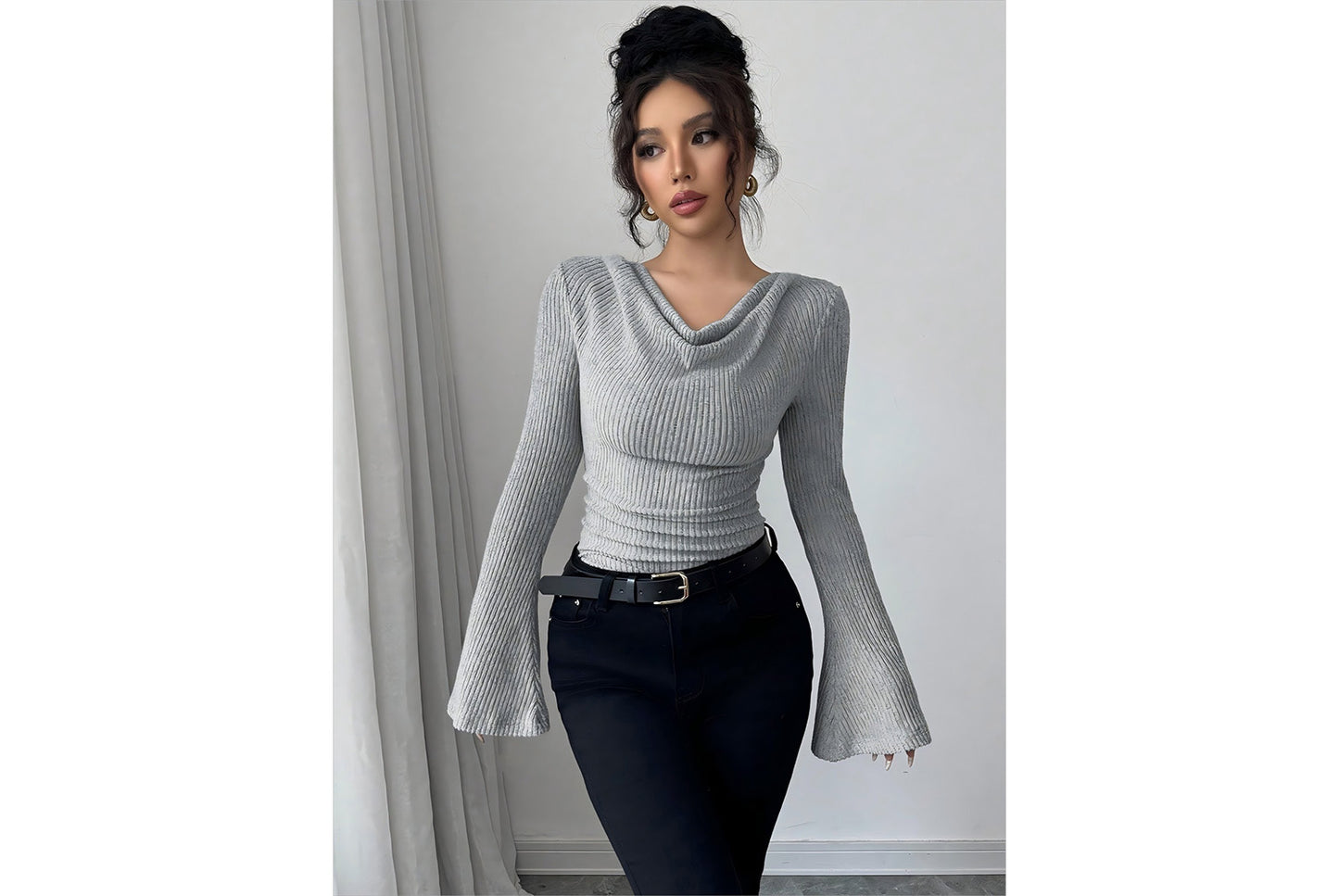 Slim Fit Long-Sleeve Knit Top
