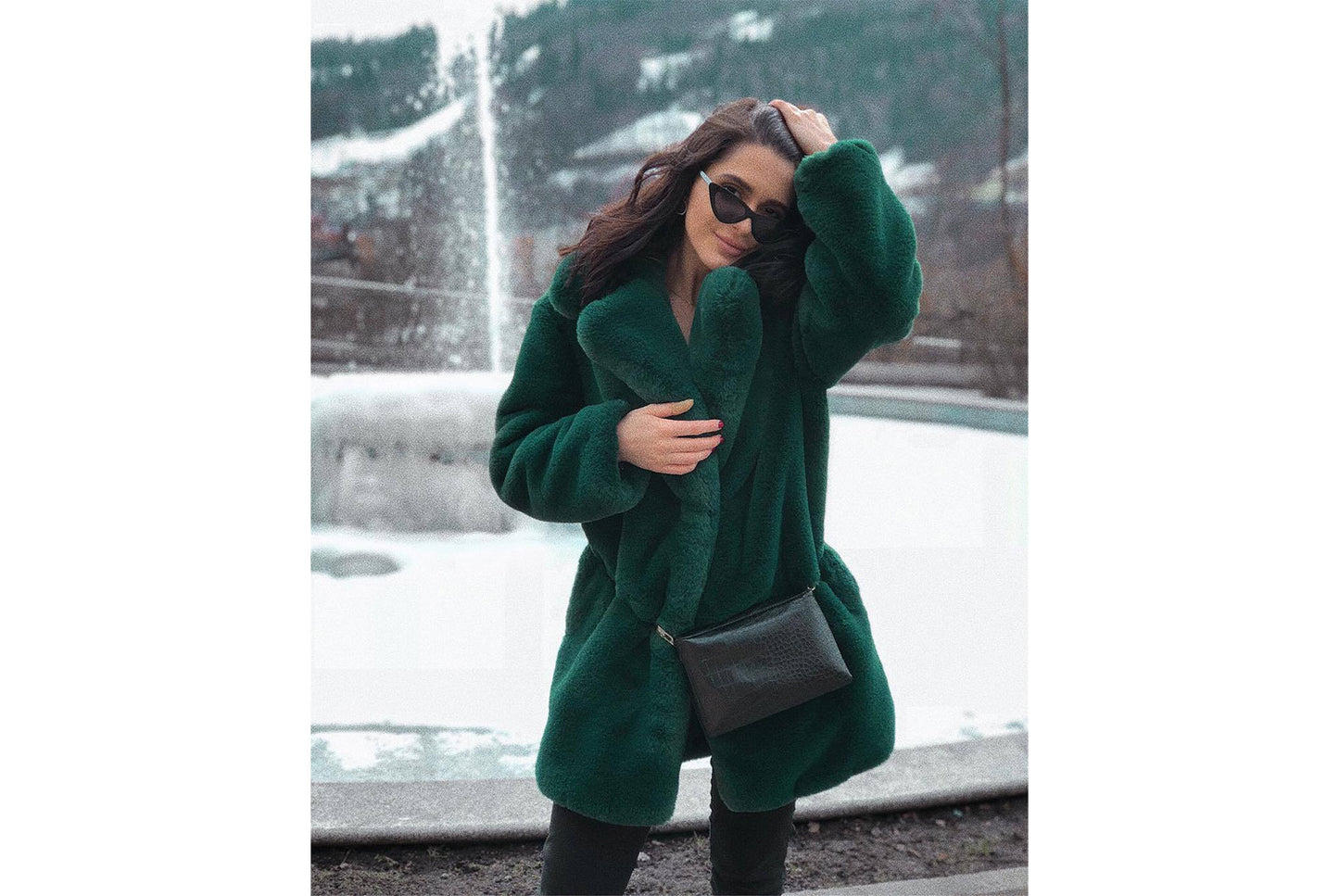 Long Fashionable Faux Fur Coat