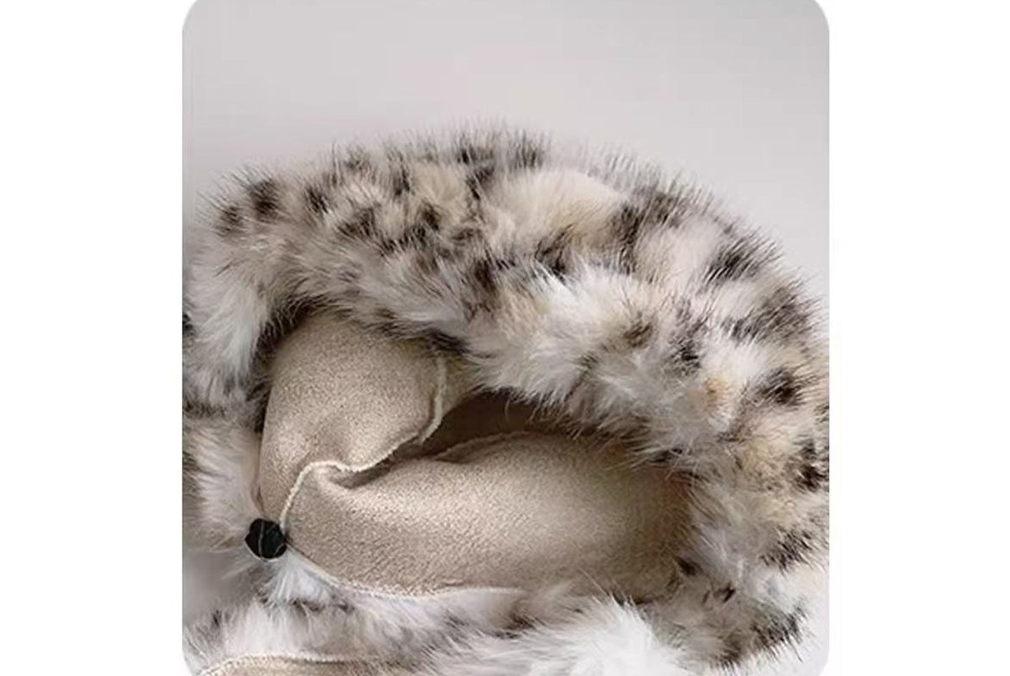 Leopard Print Plush Earflap Hat