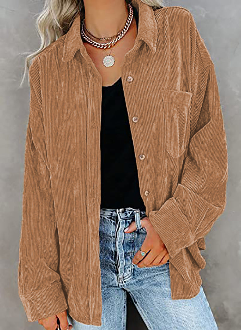 British Style Striped Shirt Jacket