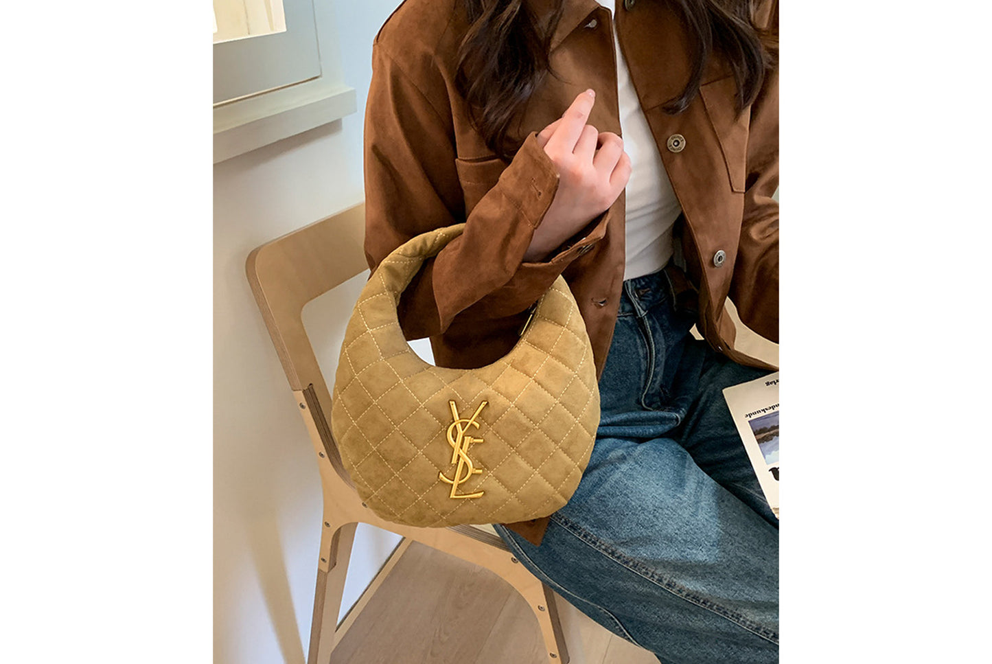 Retro Suede Crescent Bag