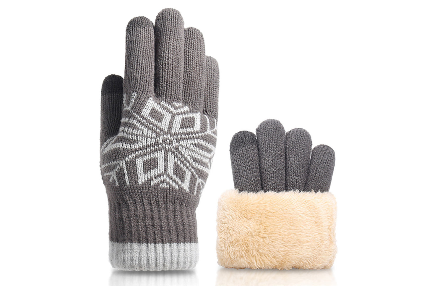 **Double-Layer Touchscreen Gloves, Winter Warm Knitted Style**
