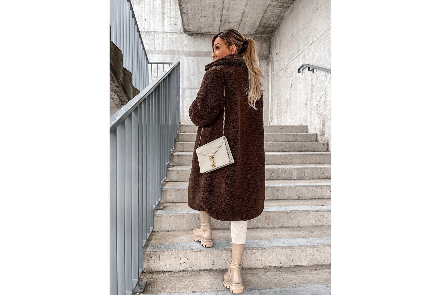 Women's Long-Sleeved Collared Fleece Coat