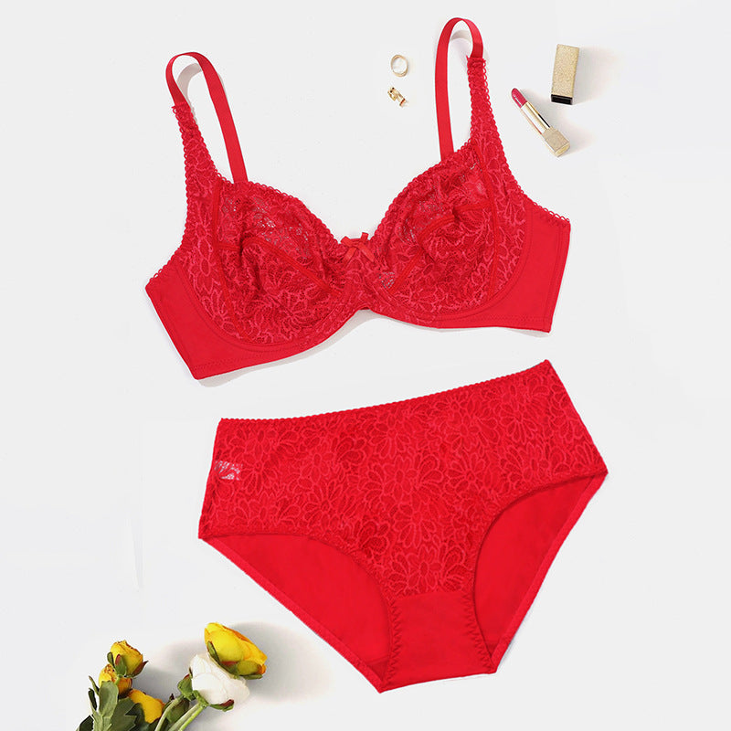 Ultra-thin large size lace bra set