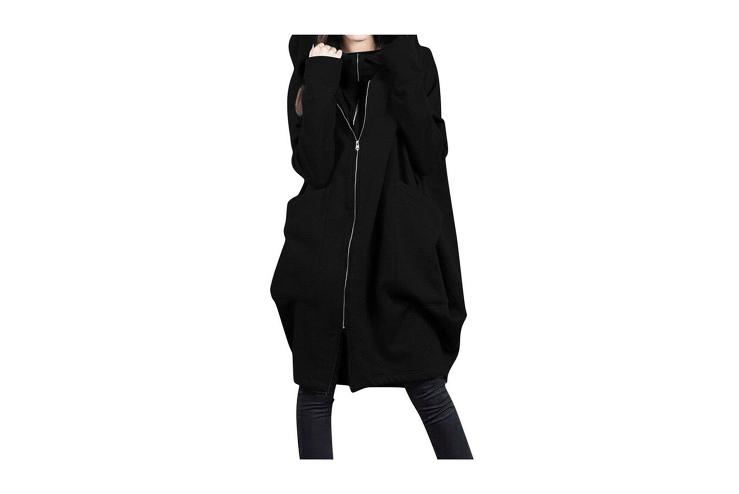 Hooded Layered Sweatshirt with Zip-Up Design