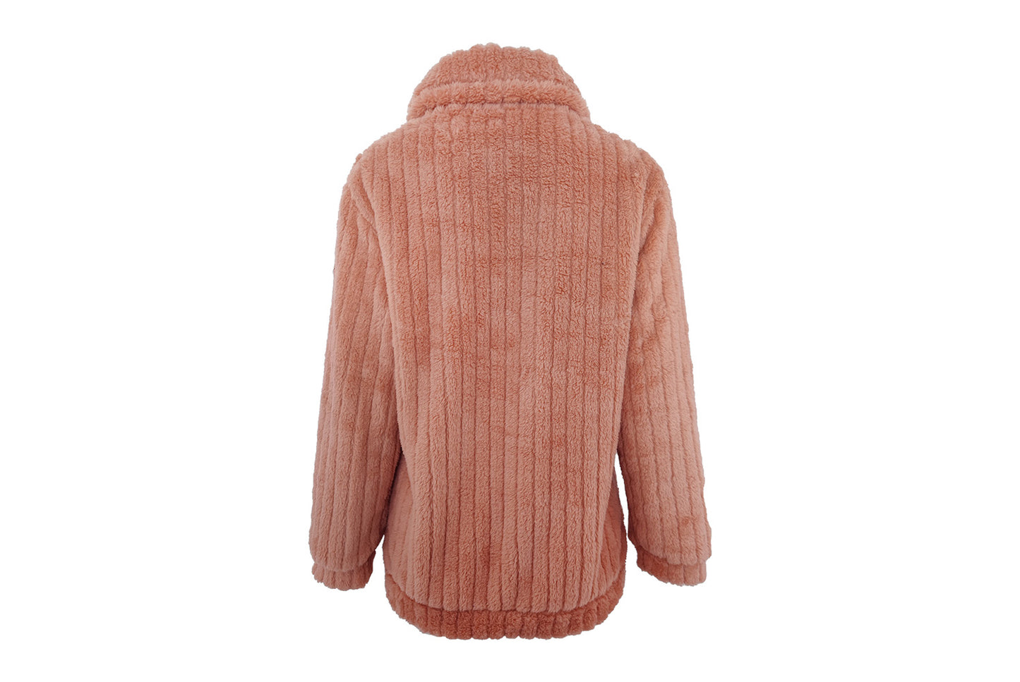 **Women's Fleece Cardigan Coat, Short Collared Warm Top**